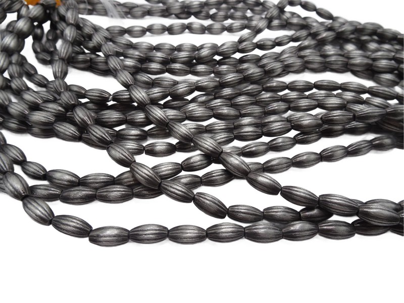 (image for) Silver Indian Pearl Ribbed Tube beads 12.5x8mm